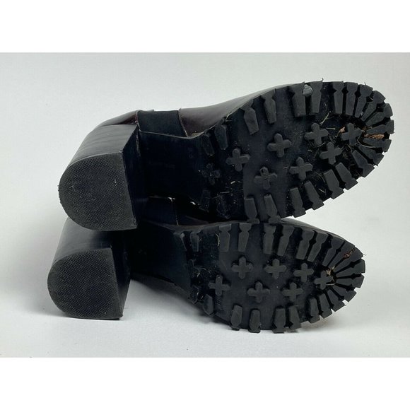 Steve Madden Women's Oxblood Leather Chunky Lug Boots Antyy Chelsea Ankle SZ 9.5 - Picture 9 of 12